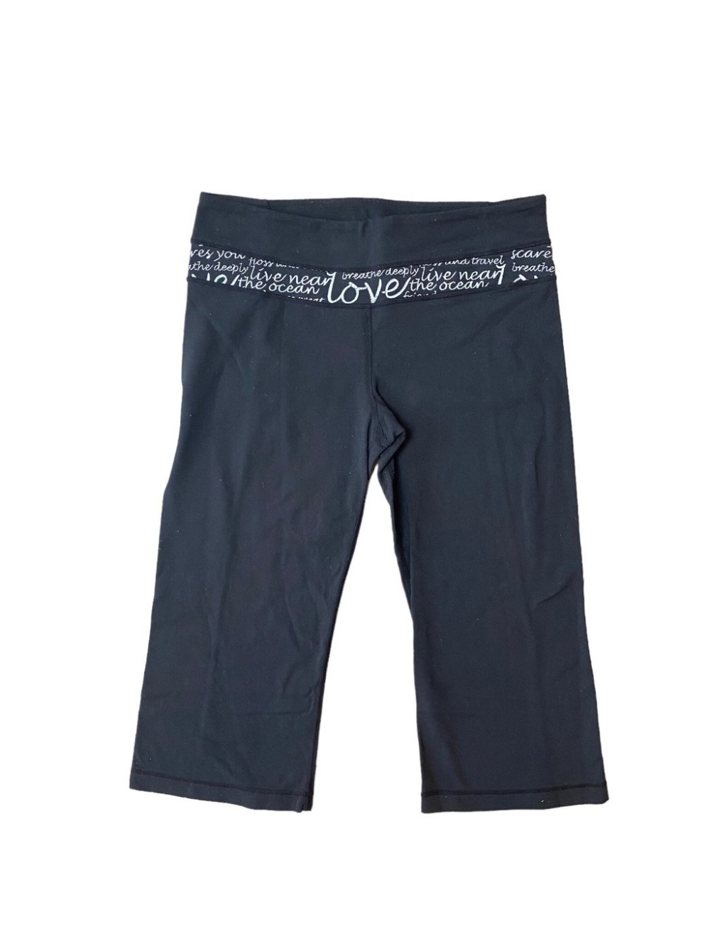 Lululemon Black Athletic Reversible Capris with 'Love' Waistband